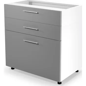 Kuchyňská linka Dolní skříňka s šuplíky MARCIE D3S-80/82, dvířka: sv.šedý lesk + vyzvednutí ZDARMA