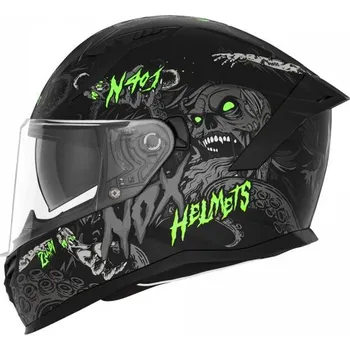 Helma na motorku Přilba N401 ZUMBI, NOX (černá matná,neon zelená) 2025
