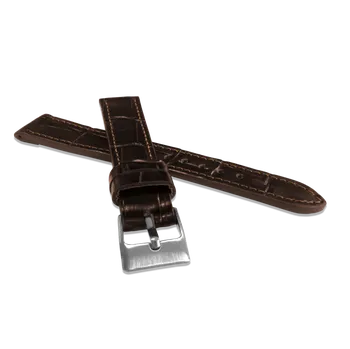 Řemínek na hodinky LAVVU Tmavě hnědý prošitý řemínek CROCO z luxusní kuže Top Grain - 16 LSJUC16