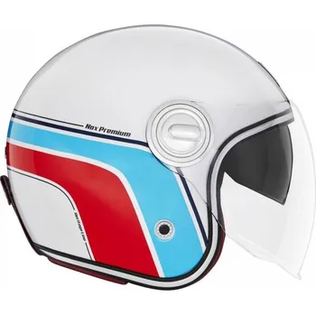 Helma na motorku Přilba HERITAGE, NOX PREMIUM (bílá,modrá,červená) 2025