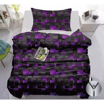 Povlečení NOVINKA 2025 ! EXKLUZIVNÍ BAVLNĚNÉ POVLEČENÍ s 3D EFEKTEM - KOSTIČKY FIALOVÉ 140x200/70x90cm