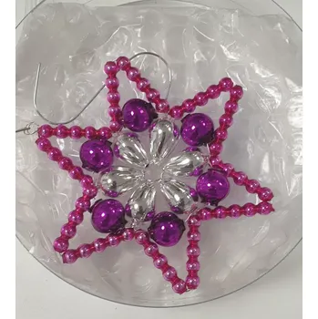 Vánoční ozdoba Vánoční hvězda "HUDEROVKA" - růžovofialová (vánoční ozdoby z dutých perlí)