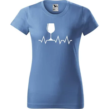 Dámské tričko DOBRÝ TRIKO Dámské tričko s potiskem Tep srdce víno Barva: Azurová modrá, Velikost: S