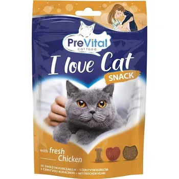 Pamlsek pro kočku PreVital Snack I Love Cat s čertvým kuřecím 60 g