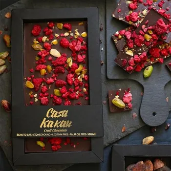 Čokoláda CASA KAKAU Veganská řemeslná čokoláda - maliny a pistácie 70 g