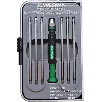 Sada šroubováků na jemnou mechaniku (PH, PL, TORX, IMBUS), 7 ks - JONNESWAY D35PC27S