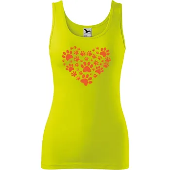 DOBRÝ TRIKO Dámské tílko s potiskem Psí tlapky srdce Velikost: 2XL, Barva: Limetková