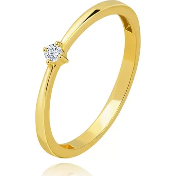 Prsten Prsten ze žlutého zlata 585 - vyvýšený kulatý briliant, 2,25 mm - Velikost: 51