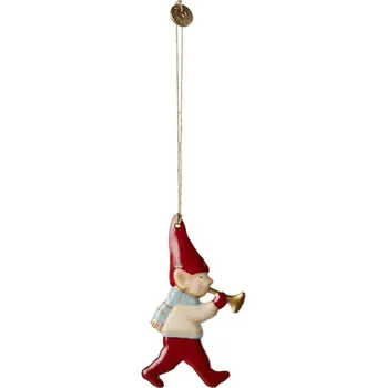 Vánoční dekorace Kovová ozdoba skřítek s trubkou Maileg