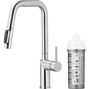 Vodovodní baterie KFA - Baterie dřezová DUERO PURE STYLE výsuvná s filtrací nerez 6623-314-22