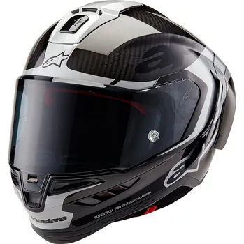 Auto-moto přilba SUPERTECH R10 ELEMENT, ALPINESTARS (karbon/stříbrná/černá) 2026 Velikost/Provedení: XL (obvod 61 - 62 cm)