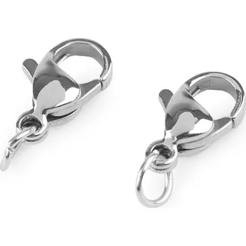 Karabinka se spojovacím kroužkem z nerezové oceli 7x10; 7x12 mm, barva 3 (7x12 mm) platina