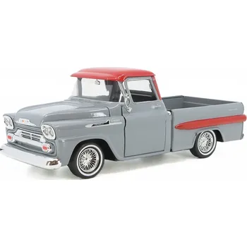 autíčko Chevrolet Apache Fleetside Pick-Up 1958 šedá 1:24 - MOTORMAX Chevrolet Apache Fleetside PickUp - kovový model auta 1/24