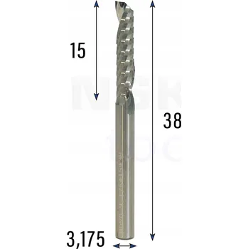 Vrták Univerzální jednobřitá fréza 1P | fi3.175 x 15 x 38 | VHM CNC | Leštěná