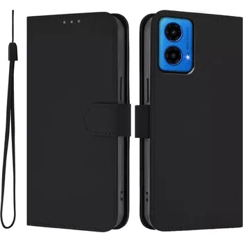Pouzdro na mobilní telefon TT-TopTechnology Kožené pouzdro Motorola Moto G34 5G černé, řada VELVET, materiál syntetická kůže