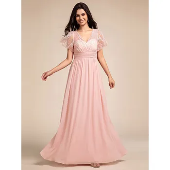 Dámské šaty Elegantní šifonové šaty s výšivkou Barva: Růžová, Velikost: 2XL