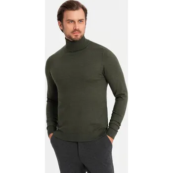 Pánský svetr Pánský pletený rolák s viskózou - tmavě šedý V5 OM-SWTN-0127 - XL