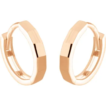 Náušnice GEMMAX Náušnice kroužky s lesklými ploškami z růžového zlata Ø 11,5 mm – zlatý šperk ryzosti 585/1000 v Dárkovém balení s Certifikátem GLERN-12-03153