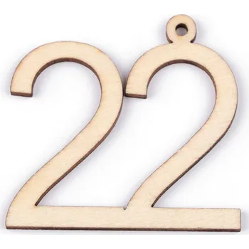 Výprodej - Dřevěná narozeninová čísla se závěsem 22 Varianta: 22 přírodní, Balení: 10 ks