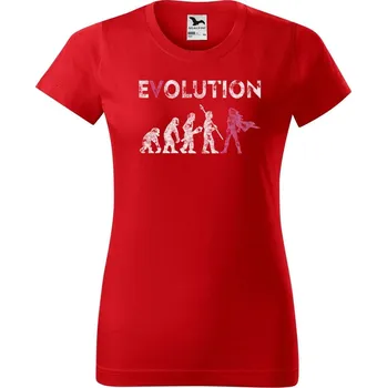 Dámské tričko DOBRÝ TRIKO Dámské tričko Evoluce hrdinky Barva: Červená, Velikost: XL