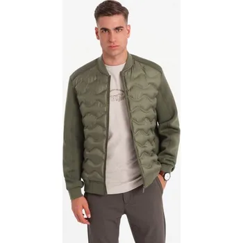 Pánská casual bunda Ombre Clothing Olivová bomber trendy bunda V3 JALP-0141