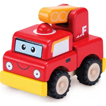 autíčko Wonderworld Dřevěný mini hasičský vůz
