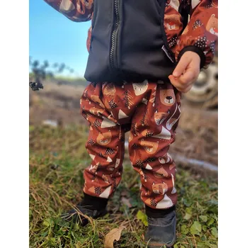 Dívčí kalhoty Yháček Zimní softshellové kalhoty Yháček, Lišky a medvědi na kaštanové Velikost: 98