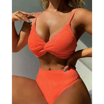 Dámské plavky Dámské dvoudílné jednobarevné plavky Barva: Oranžová, Velikostní tabulka: M