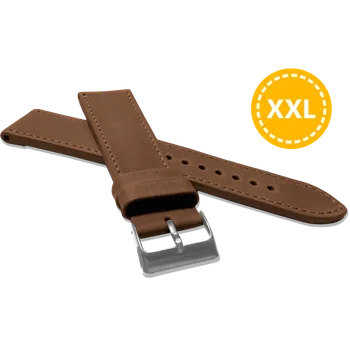 Řemínek na hodinky LAVVU XXL Prodloužený prošitý hnědý řemínek SPORT z luxusní kůže Top Grain - 24 XXL LSAXE24