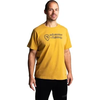 Pánské tričko Pánské bavlněné tričko ADVENTER & FISHING CARP XL Žlutá, Tmavě šedá