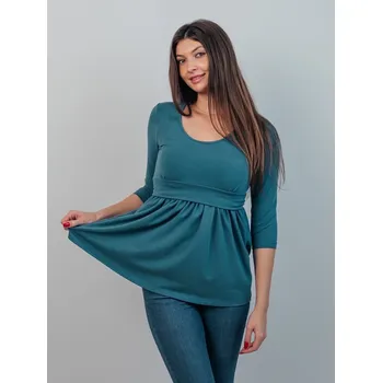 Mama L'amour Elegantní těhotenská a kojící halenka 3v1 Hanna petrolej v modalové úpravě Velikost: L