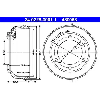 Brzdový buben Brzdový buben ATE 24.0228-0001.1