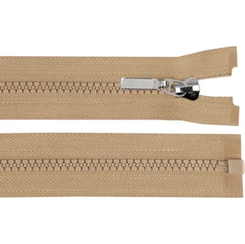 Zip Kostěný zip No 5 délka 70 cm s ozdobným jezdcem - hnědá přírodní