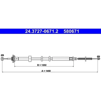 Brzdový systém Tažné lanko, parkovací brzda ATE 24.3727-0671.2