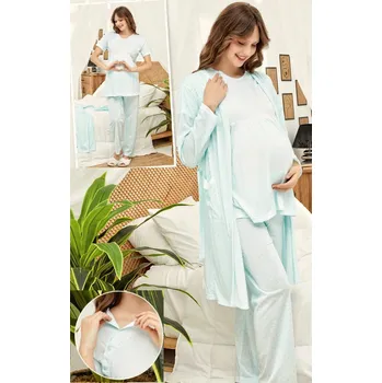 Dámské pyžamo Azurový puntíkatý set kojící i těhotenský, pyžamo a župan 1G0608 zelená xl