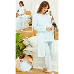 Azurový set kojící i těhotenský, pyžamo a župan pruhovaný 1G0606 modrá xl