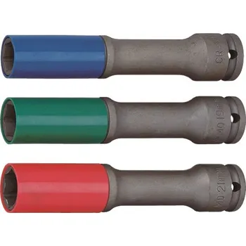 Nástrčné hlavice 1/2" prodloužené s krytkou na ALU pro rázové utahováky, 17-21mm JONNESWAY Velikost: 17