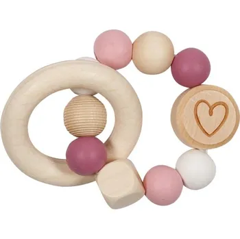 Hračka pro kojence Goki Hmatový motorický kroužek Srdíčko s kroužkem