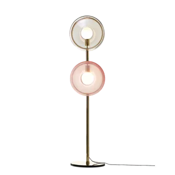 Stojací lampa Luxusní stojací lampa Bomma Orbital Povrch Montury: Černá, Barva skla: Růžová + bílá