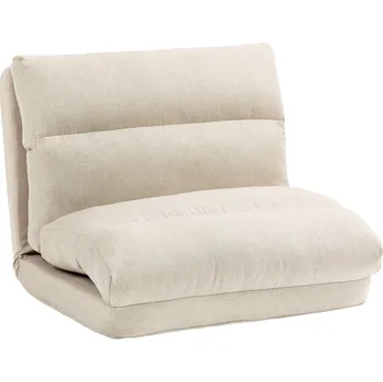 HOMCOM Skládací podlahová židle, s 6-stupňově nastavitelným opěradlem, silné čalounění sedáku, funkce lůžka, vzhled lnu, 70 x 41 x 56 cm, hnědá | Aosom