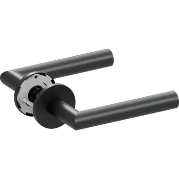 Dveřní kování Qolibri klika na dveře SlideblocUltra SU 1106 R na kulaté rozetě (černý satén) Provedení: Klika / klika (bez spodní rozety)