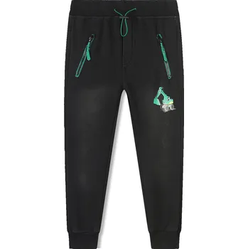 Chlapecké riflové kalhoty / tepláky, zateplené - KUGO FK0355, černá / zelené zipy Barva: Černá, Velikost: 98