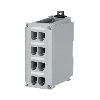 Elektrická zásuvka CDPP8RG 8mi portový držák na DIN lištu pro nestíněné moduly Panduit MINI-COM, šedý