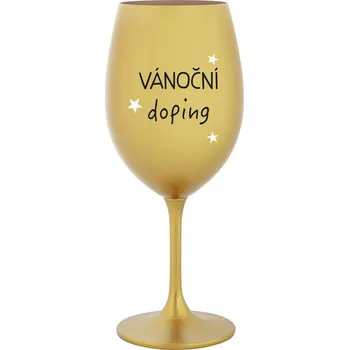 Sklenice VÁNOČNÍ DOPING - zlatá sklenice na víno 350 ml
