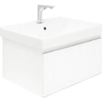 Koupelnový nábytek SAT Koupelnová skříňka s baterií a umyvadlem SAT Evolution 1 58x30x44,8 cm bílá mat SATEVO60WMU1B SATEVO60WMU1B