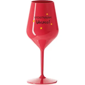 Sklenice VYCHUTNÁVÁM SI VÁNOCE - červená nerozbitná sklenice na víno 470 ml