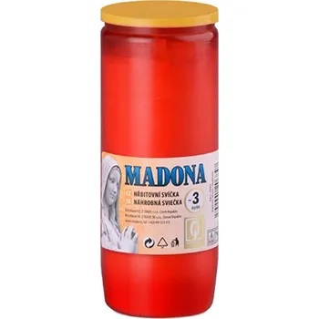 Svíčka MADONA Svíčka hřbitovní 14cm, vklad 200g, 72 hodin, červená