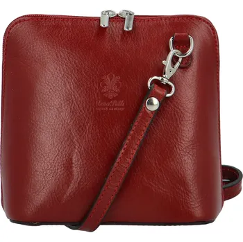 Luxusní dámská kožená crossbody kabelka Defra, červená