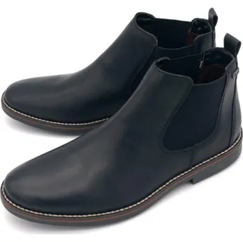 Pánské polobotky Pánská kožená obuv 35382-00 RIEKER černá Barva: black, Velikost: 45