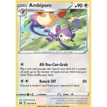 Volný čas Pokémon LOR 145/196 Ambipom - Lost Origin Stav: Near Mint, Verze: NORMAL